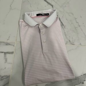 Ralph Lauren RLX Men’s pink and white golf shirt EUC